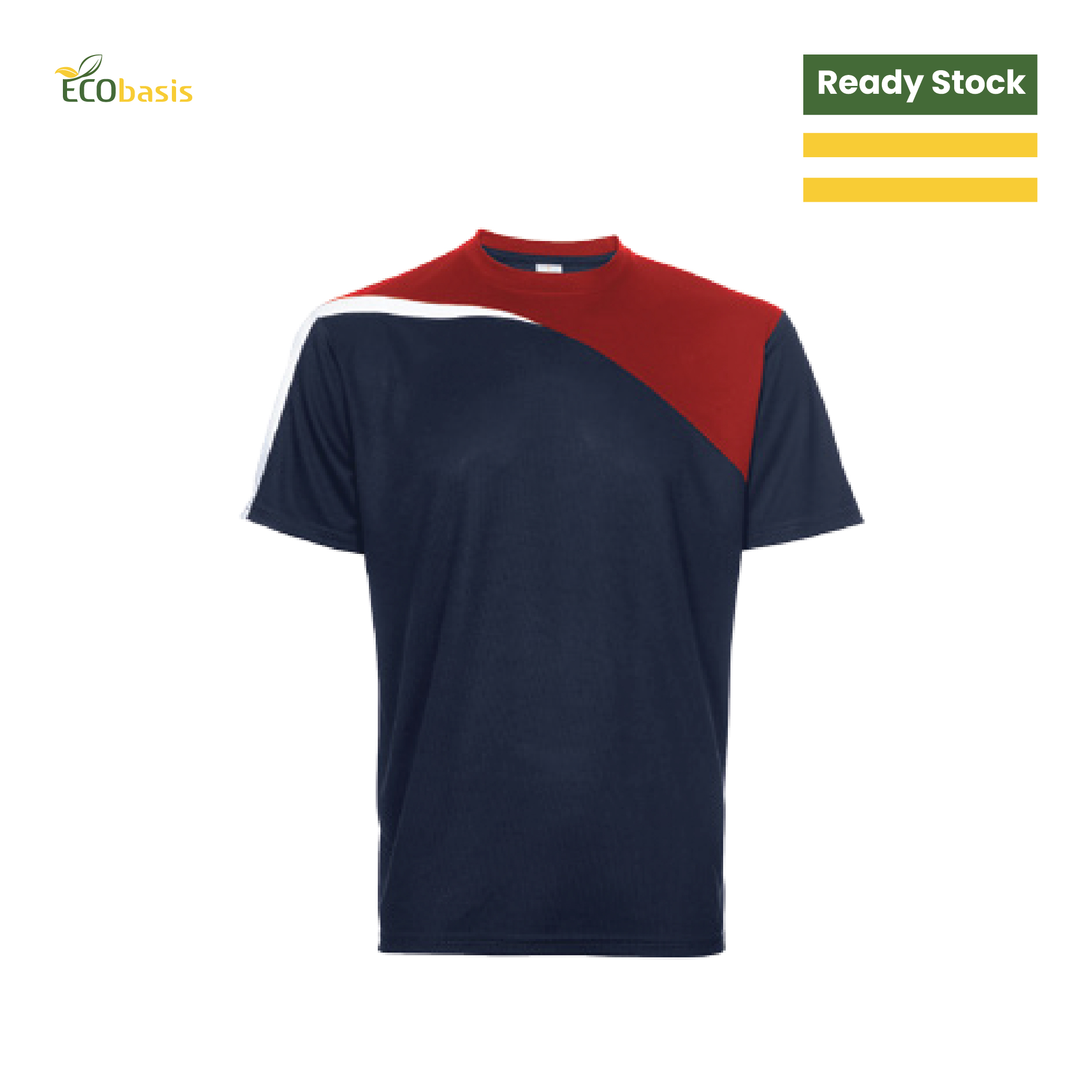 E35D57 Unisex Microfibre Cut & Sew Color Block Round Neck Short Sleeve T-Shirt